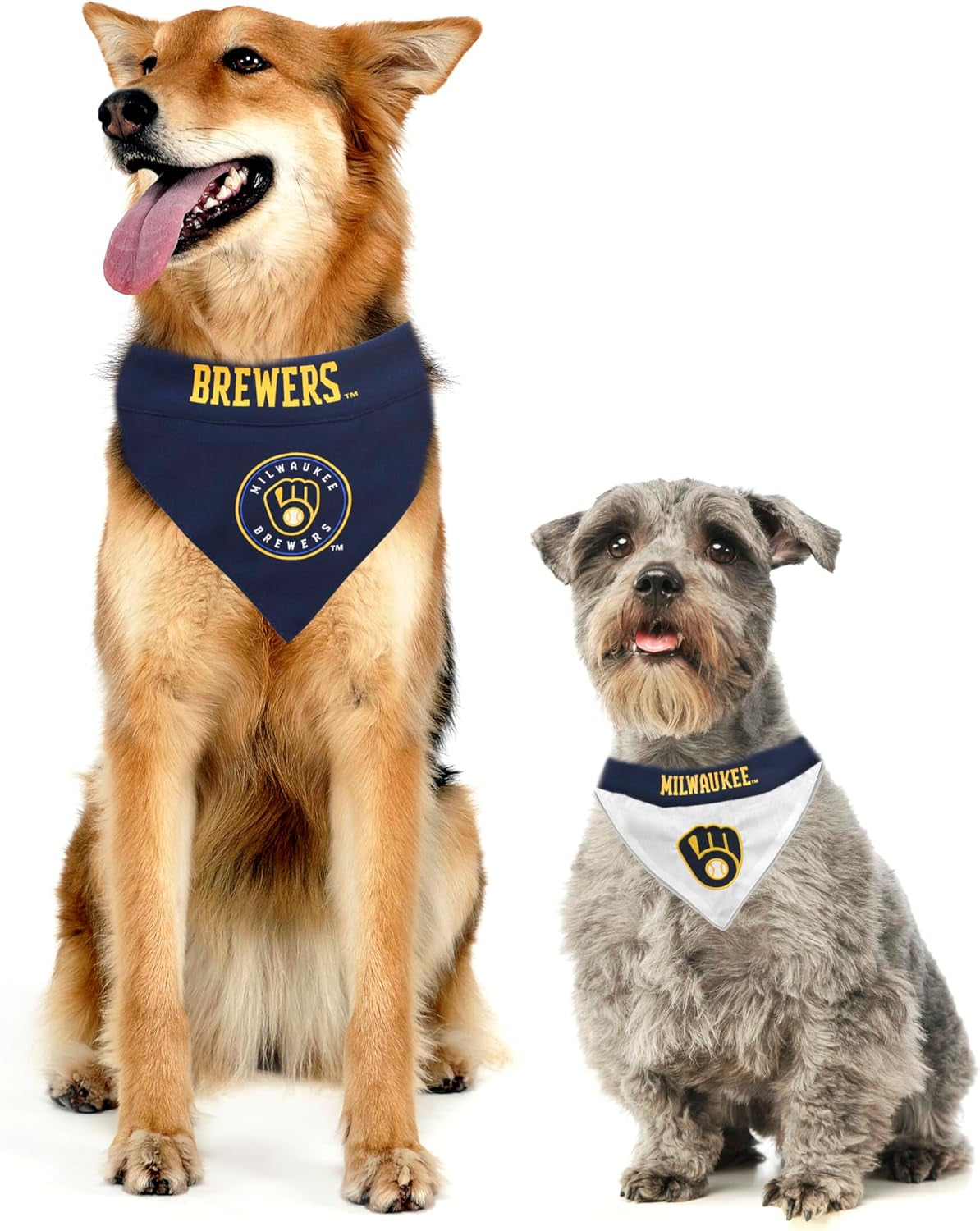BRW-3217-L-XL MLB Milwaukee Brewers Reversible Pet Bandana, Large/X-Large, MLB Team Color
