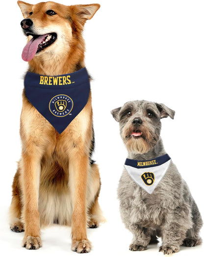 BRW-3217-L-XL MLB Milwaukee Brewers Reversible Pet Bandana, Large/X-Large, MLB Team Color