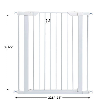 39" White Steel Pet Gate