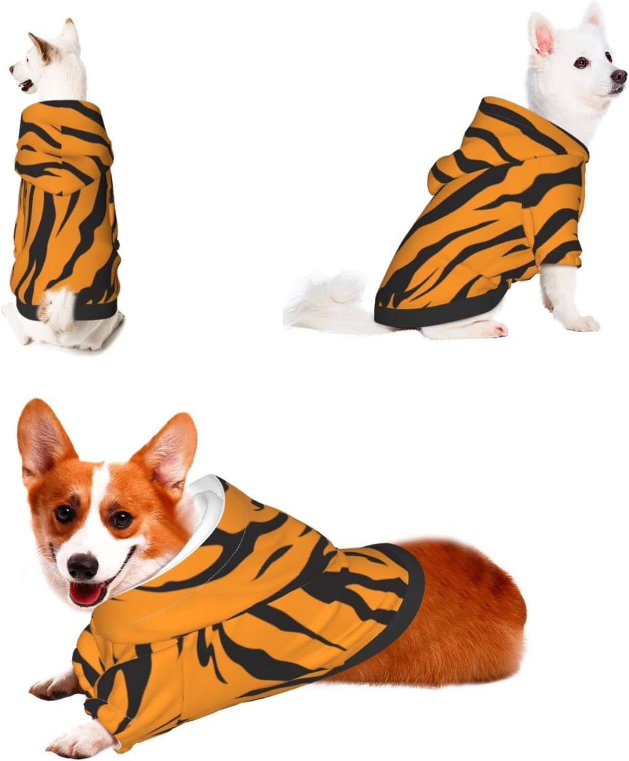 Brown Tiger Miniature Pets Hoodies Tiger Dog Costume Pet Winter Sweatshirt for Small Dogs Pets