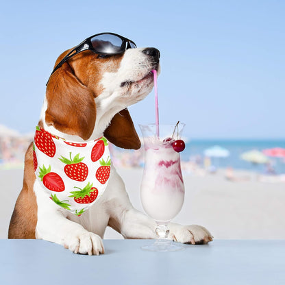 2 Pack Summer Dog Cat Bandana, Strawberry Watermelon Bandana for Small Medium Large Dogs Pets Puppies Pets (Strawberry/Watermelon)