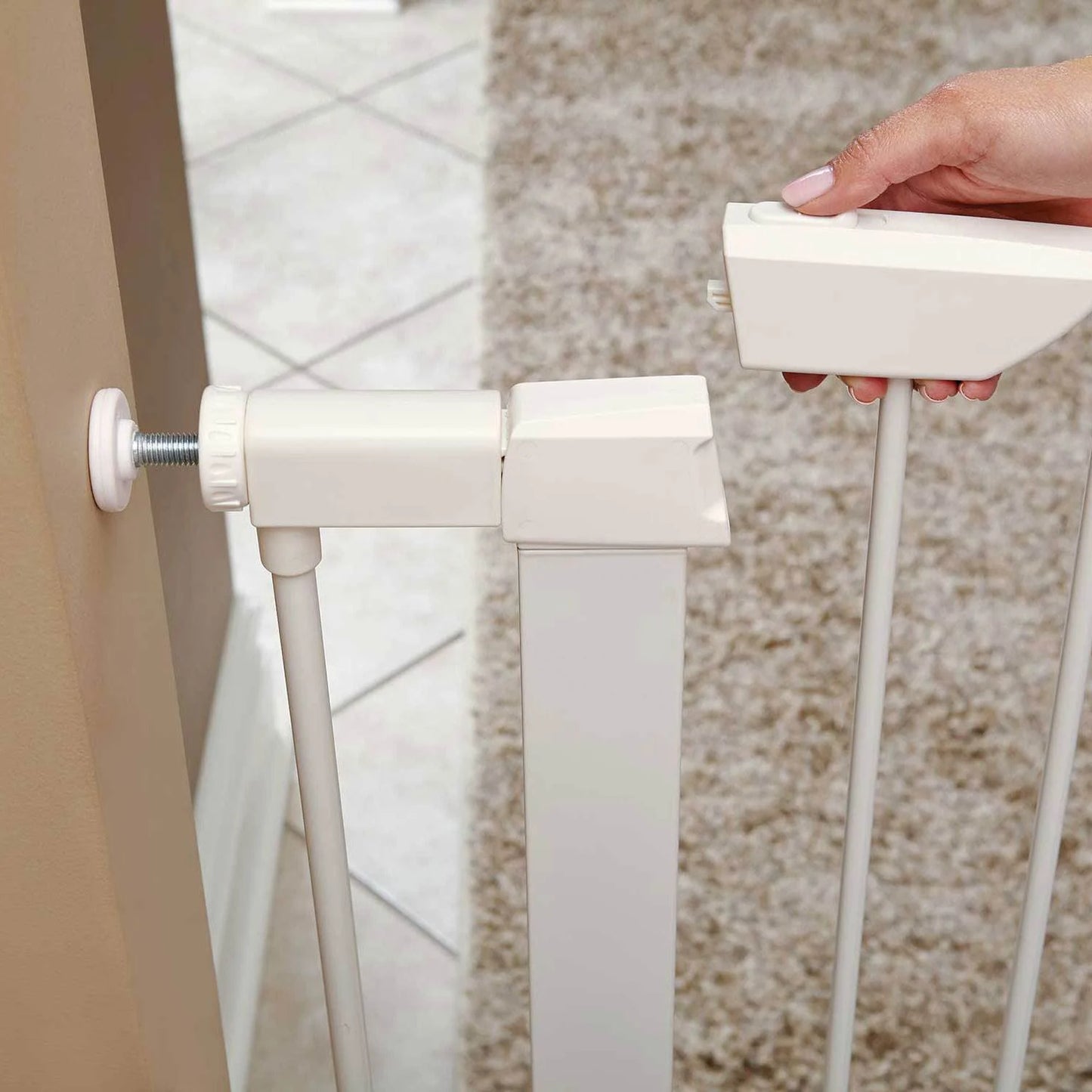 39" White Steel Pet Gate