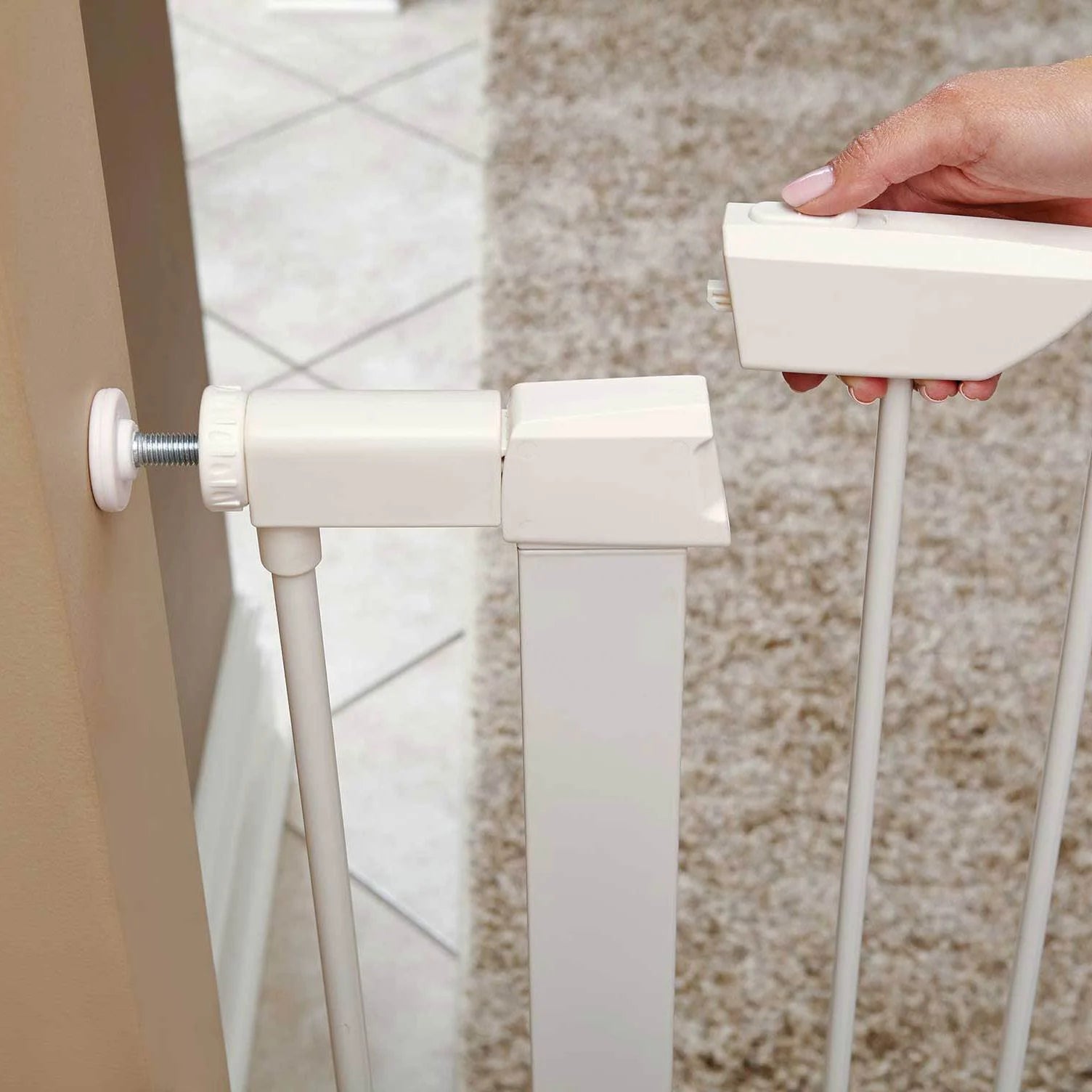 39" White Steel Pet Gate