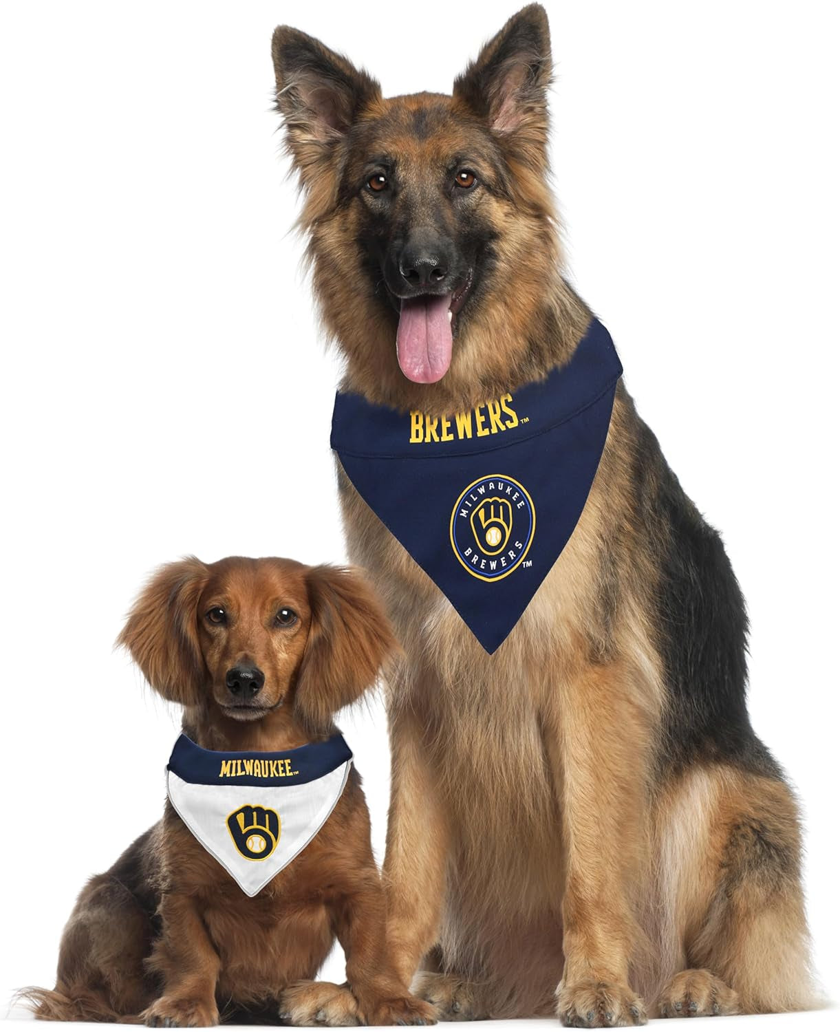 BRW-3217-L-XL MLB Milwaukee Brewers Reversible Pet Bandana, Large/X-Large, MLB Team Color