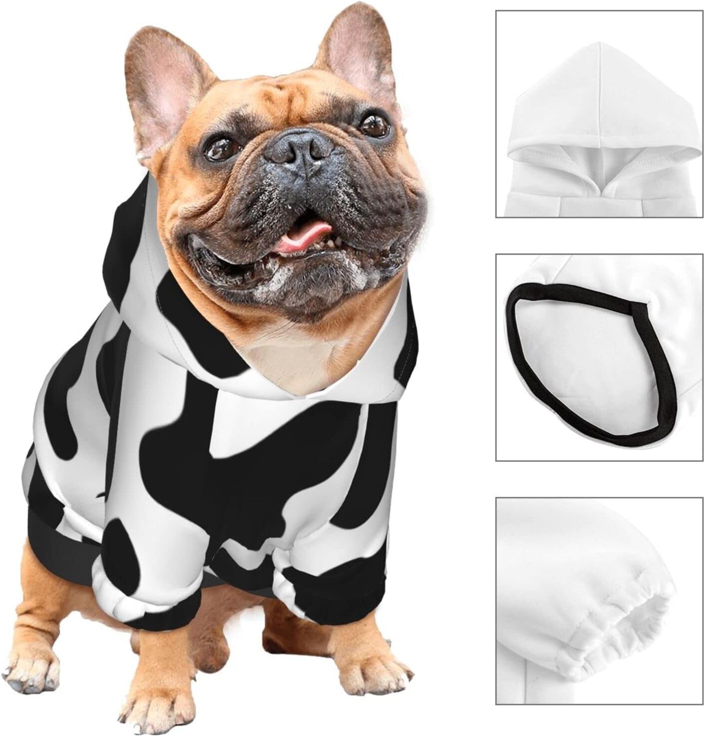 Cow Print Miniature Pets Hoodies Dog Cow Costume Pet Winter Sweatshirt Cow Costume for Small Dogs Pets