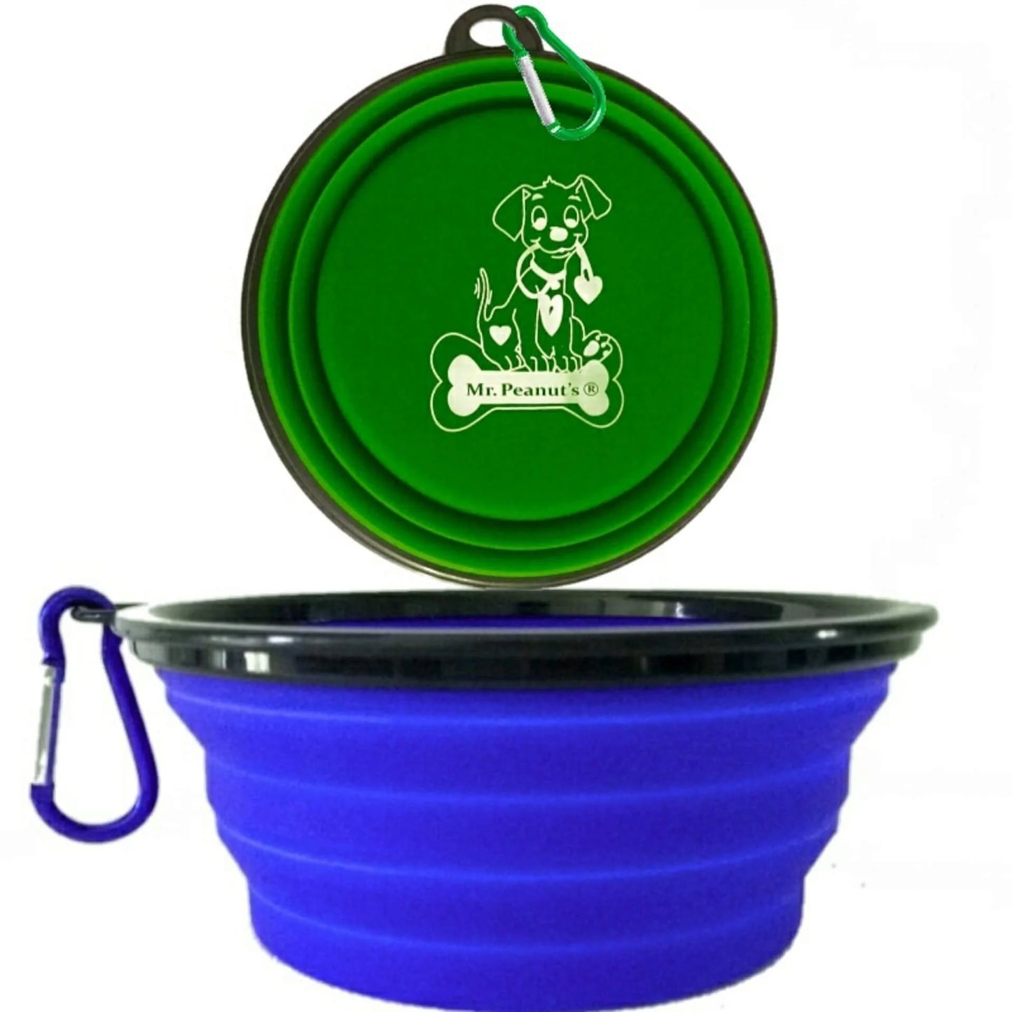 2 Pack XL 34Oz Collapsible Travel Bowls for Larger Pets