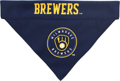 BRW-3217-L-XL MLB Milwaukee Brewers Reversible Pet Bandana, Large/X-Large, MLB Team Color
