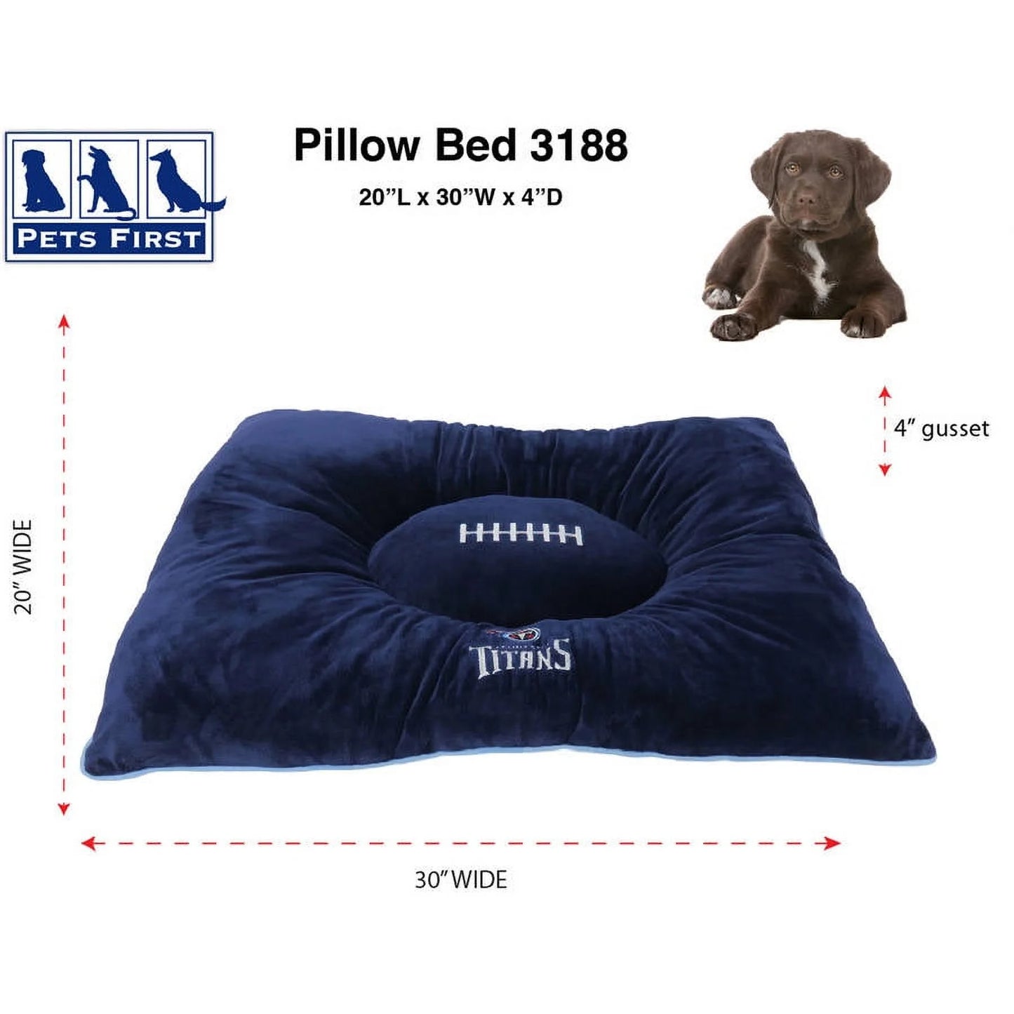 NFL Tennessee Titans Pillow Bed Mattress - Premium Quality Soft & Cozy Plush! 20+ Teams! for PETS