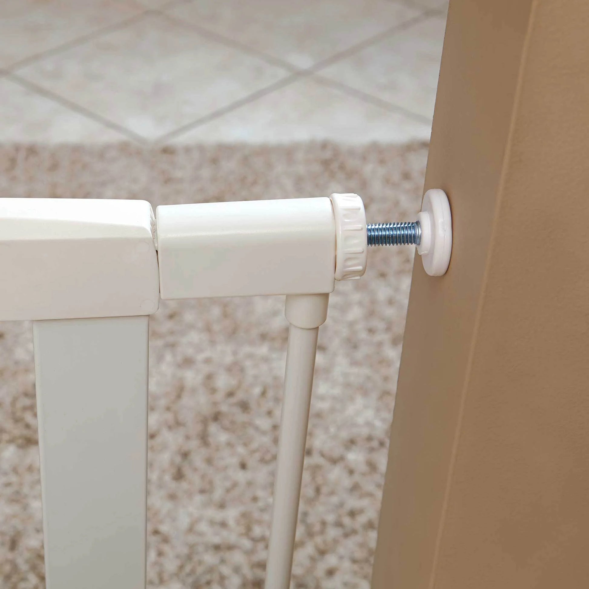 39" White Steel Pet Gate