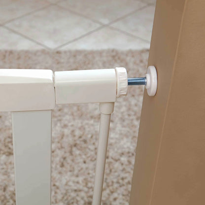 39" White Steel Pet Gate