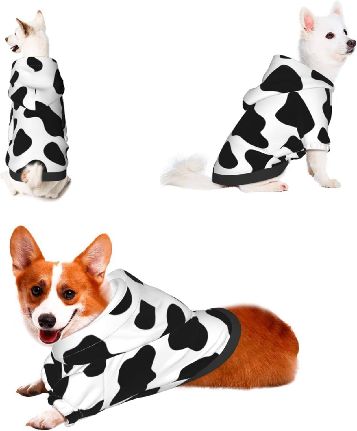 Cow Print Miniature Pets Hoodies Dog Cow Costume Pet Winter Sweatshirt Cow Costume for Small Dogs Pets