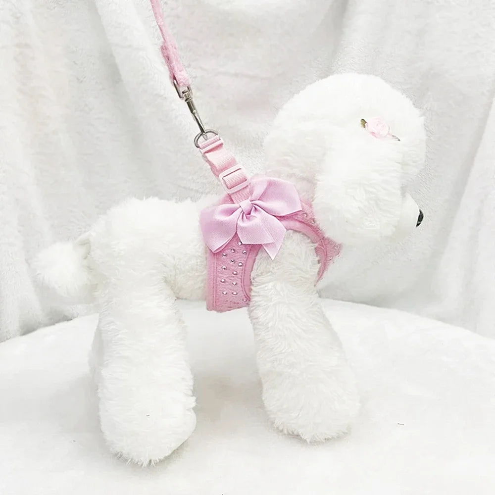 Soft Breathable Dog Chest Harness Vest Small Diamond Decoration Harness for Dogs Pets Collar Pets Chest Strap Leash