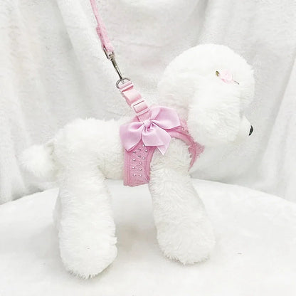 Soft Breathable Dog Chest Harness Vest Small Diamond Decoration Harness for Dogs Pets Collar Pets Chest Strap Leash