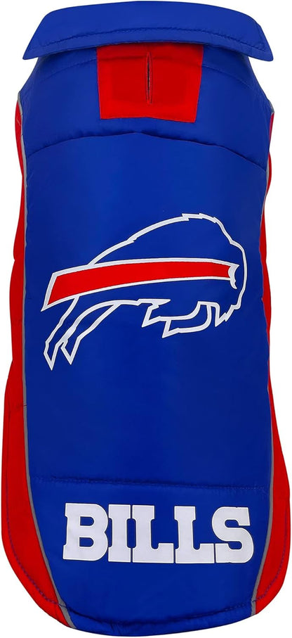 NFL Buffalo Bills Puffer Vest for Dogs & Cats, Size Medium. Warm, Cozy, and Waterproof Dog Coat, for Small and Large Dogs/Cats. Best NFL Licensed PET Warming Sports Jacket