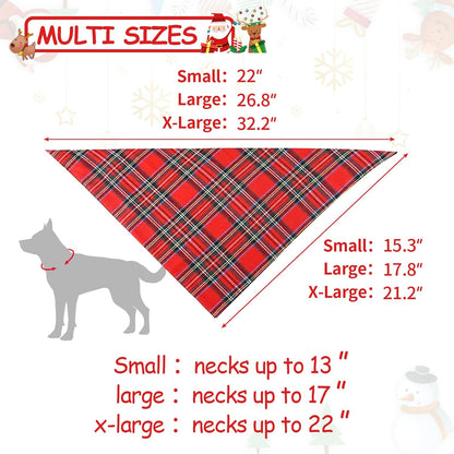 2 Pack Dog Bandana Christmas Classic Plaid Pets Scarf Triangle Bibs Kerchief Set Pet Costume Accessories Decoration for Small Medium Large Dogs Cats Pets (Green + Red, Small)